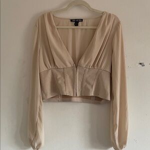 Love By Design Beige Long Sleeve Blouse